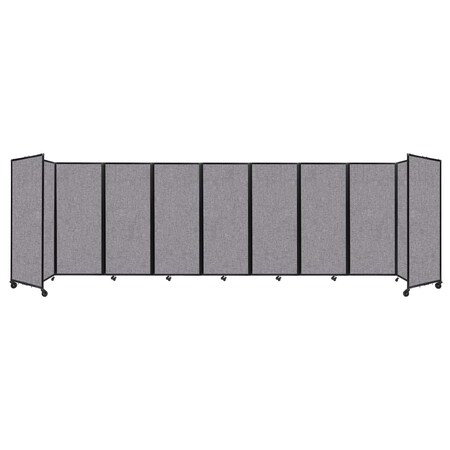 Versare Room Divider 360 Folding Portable Partition 25' x 6'10" Cloud Gray Fabric 1182908